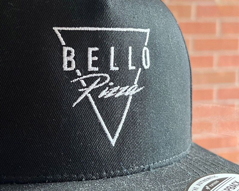 Showcasing flat embroidery on a hat.