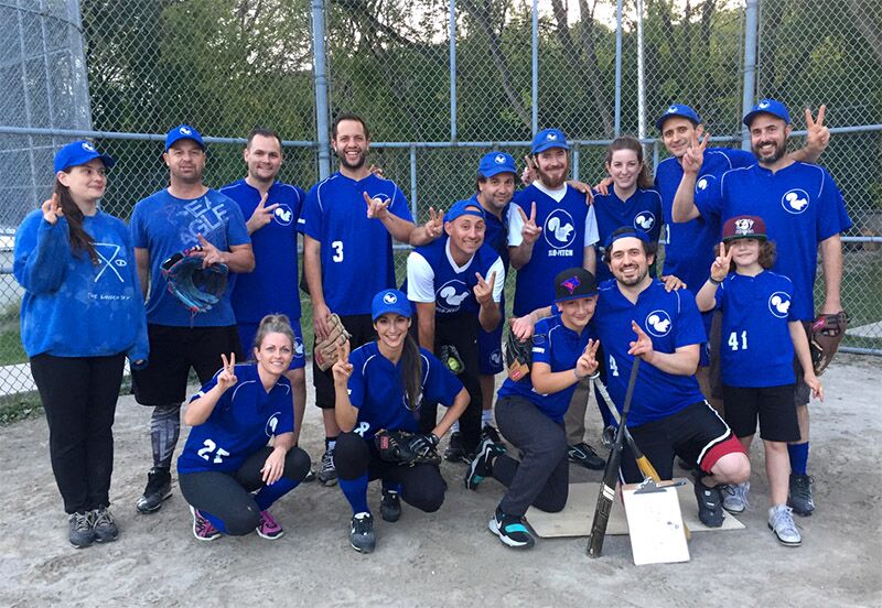 A sports team wearing custom printed jerseys.