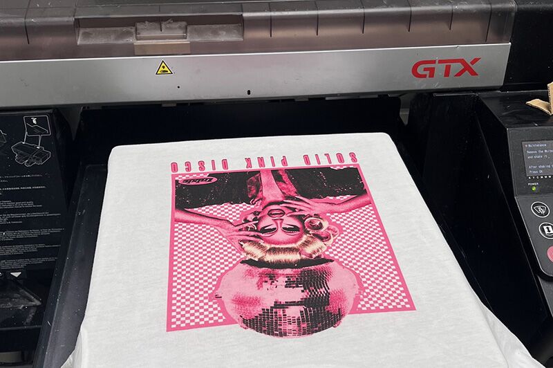 DTG printing on white t-shirt
