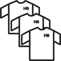 3 stacked t-shirts symbolizing low minimum orders.