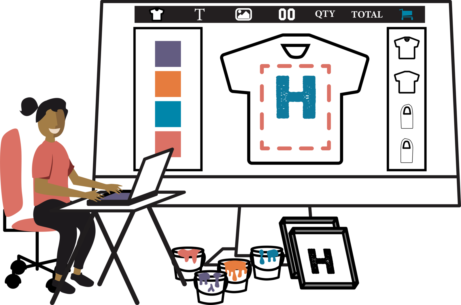 Link to online design tool for custom apparel.